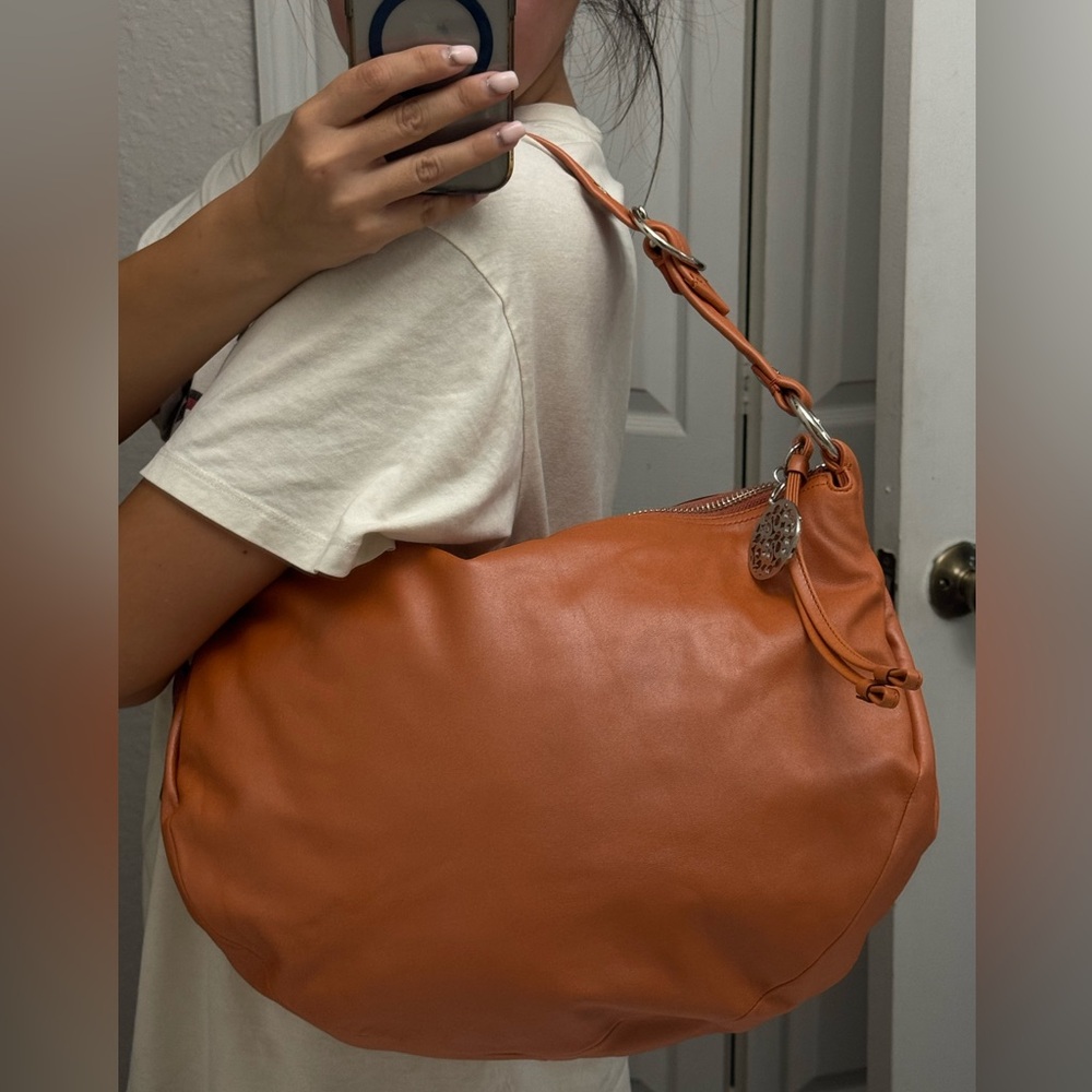 Coach Burnt Orange Leather Shoulder Bag Hobo Style Purse #13655 - Picture 9 of 13